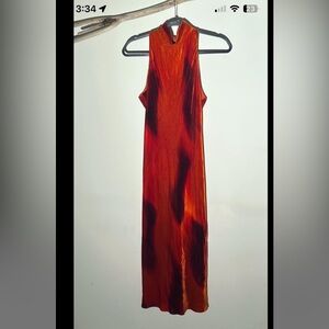 VINTAGE: Rimini, orange, velvet, midi, silk, fits like a small